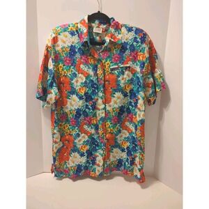 VTG Susina Floral short Sleeve Blouse Hawaiian 80's Medium vibrant tropical